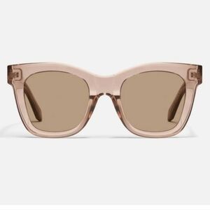 NEW QUAY AFTER HOURS Doe Clear Women's Transparent Blush Square Sunglasses -